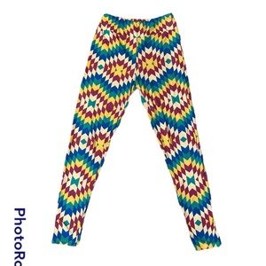 LuLaRoe Easter Egg Zigzag Striped Pattern Diamond/Arrowhead Printed OS Leggings